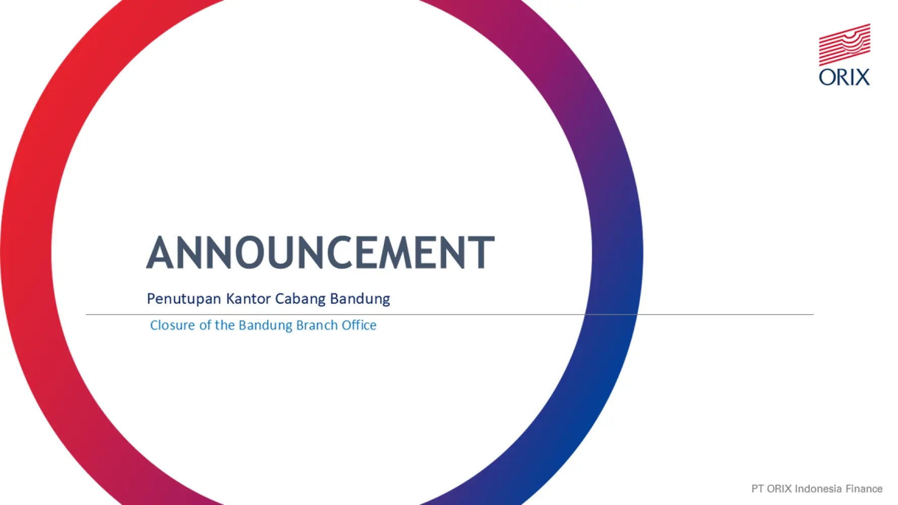 Penutupan Kantor Cabang Bandung